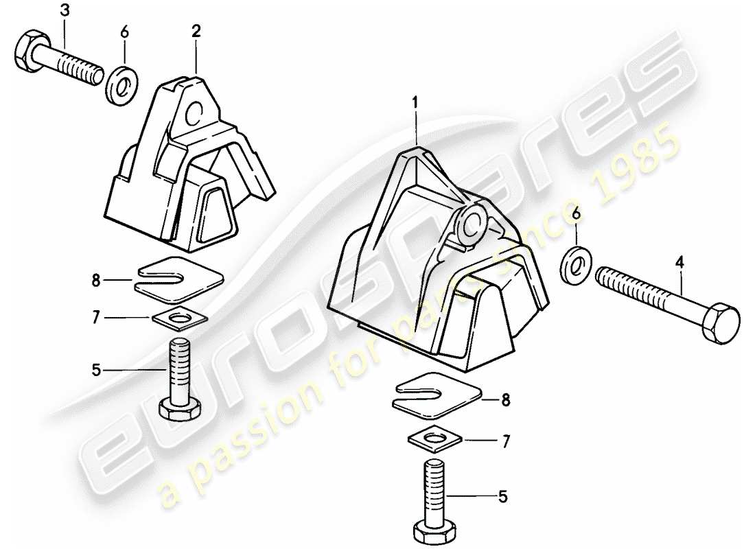 porsche 1982 (928) getriebeaufhängung - automatik-getriebe teilediagramm