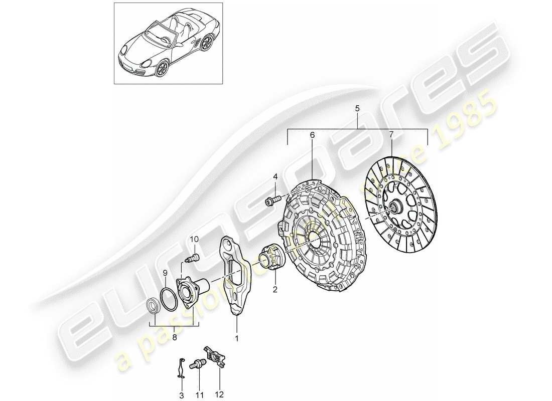 porsche 2006 (987 boxster) kupplung teilediagramm