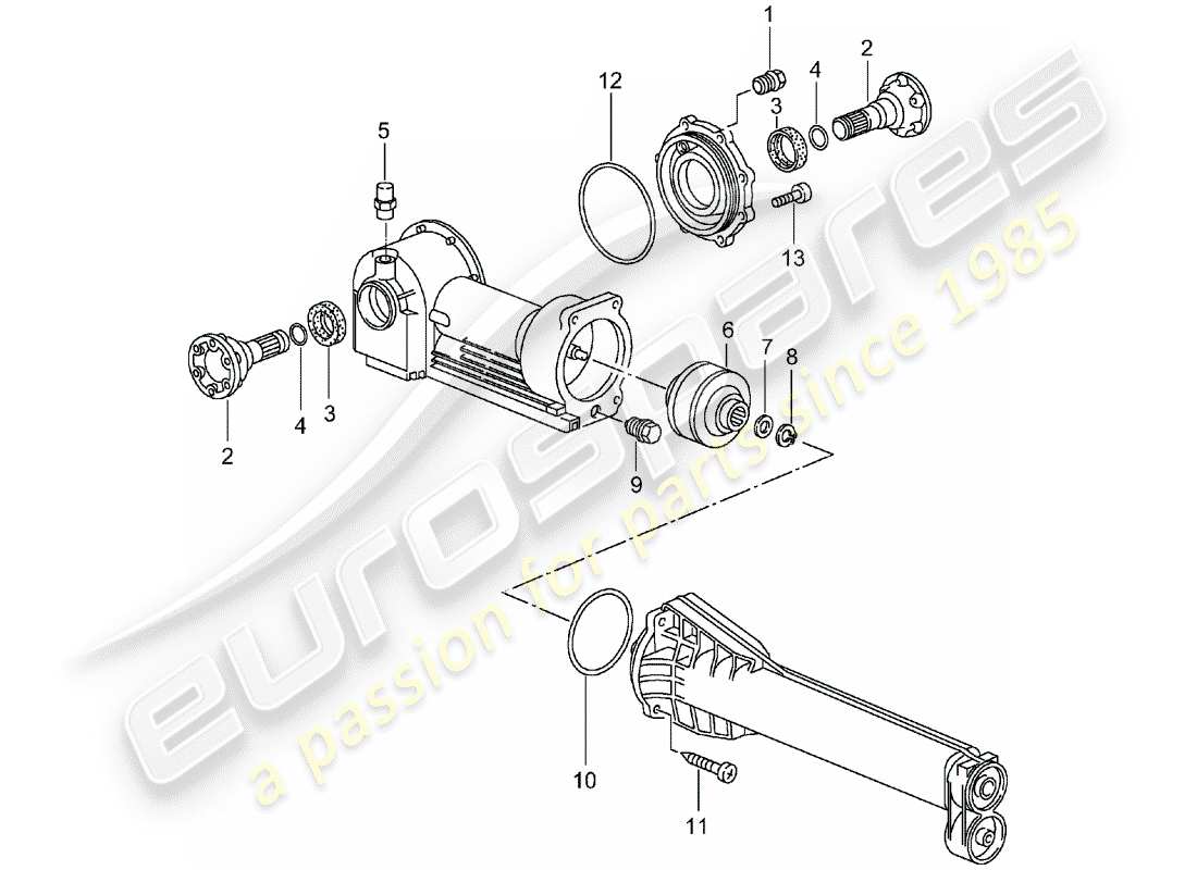 porsche 2002 (996 turbo / gt2) vorderachsdifferential - viskokupplung - einzelteile ersatzteildiagramm
