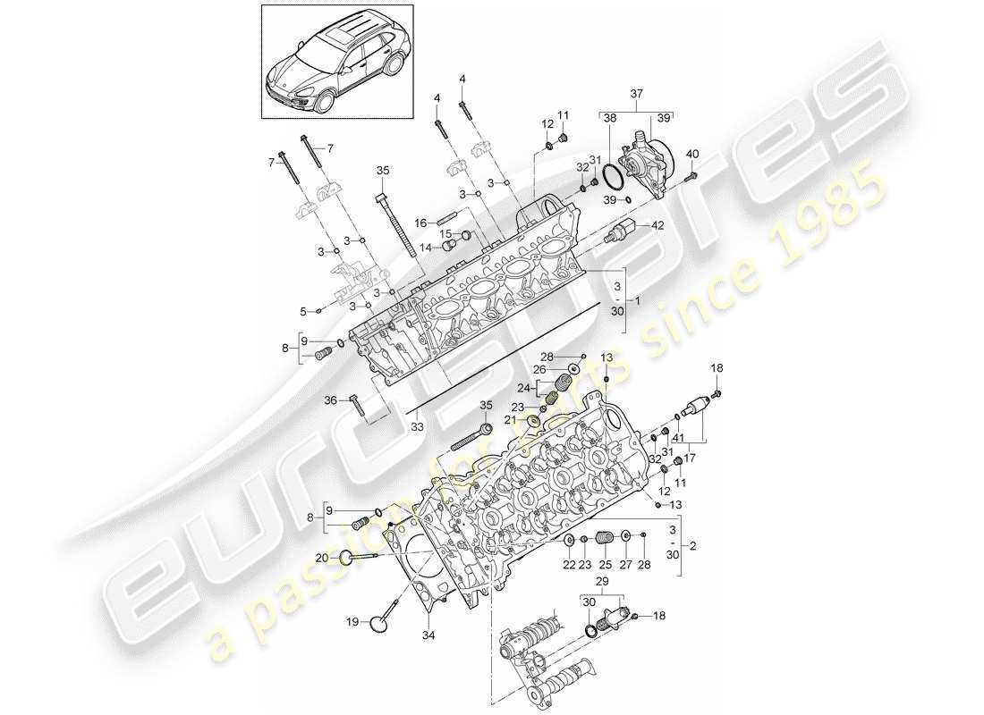 porsche 2013 (cayenne e2 92a) zylinderkopf teilediagramm