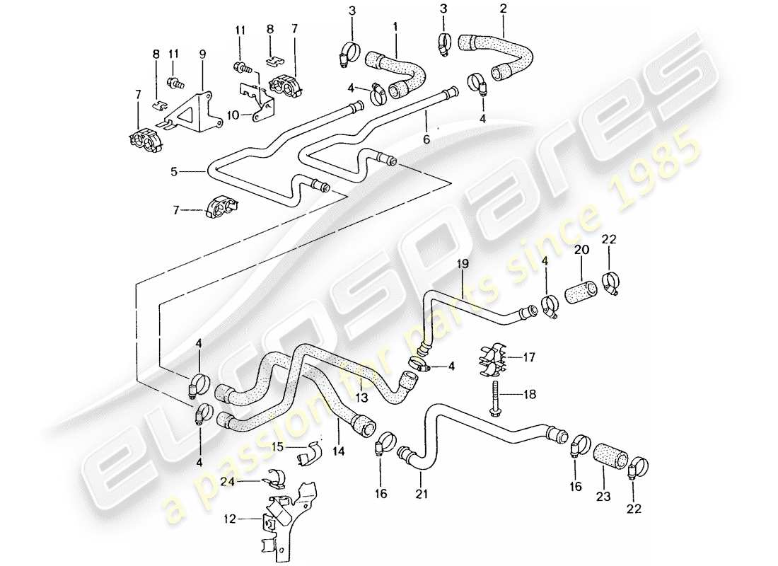 porsche 2003 (996 turbo / gt2) leitungen - heizung ersatzteildiagramm