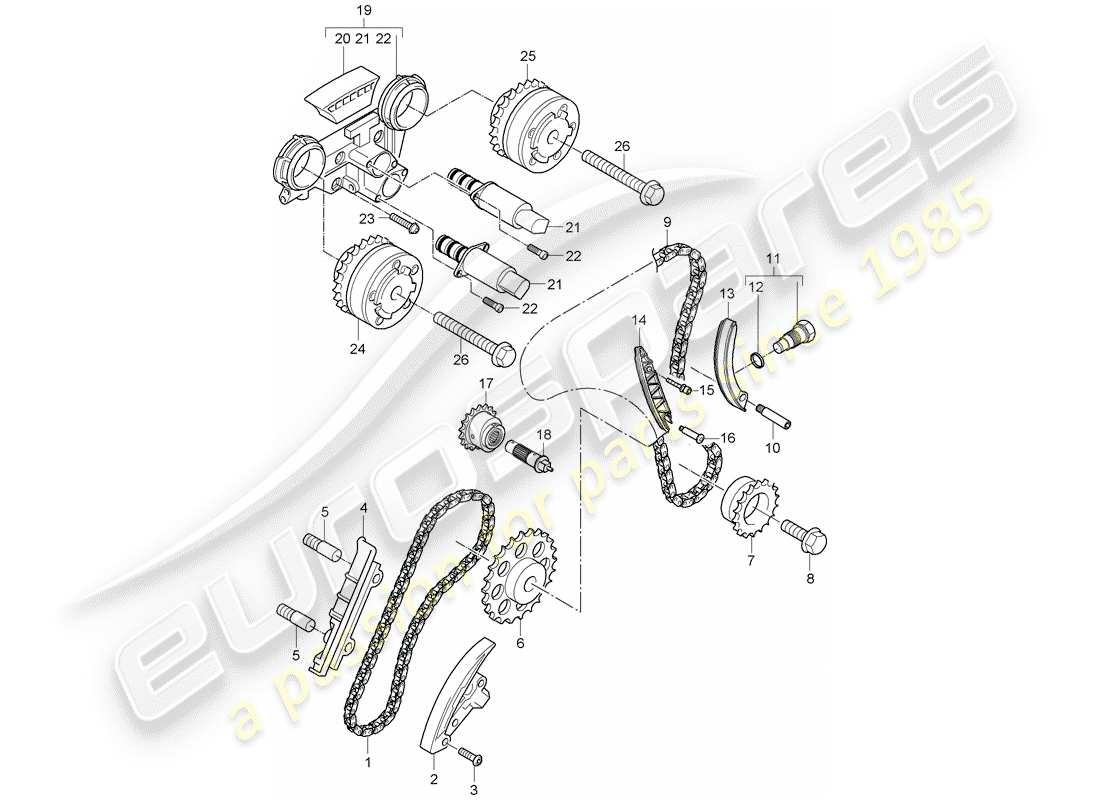 porsche 2007 (cayenne e1 9pa) steuerkette teilediagramm