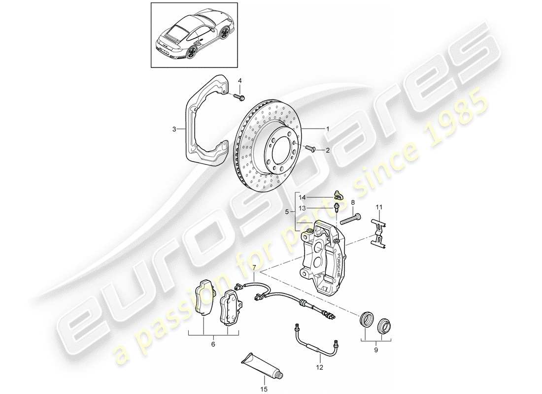 porsche 2012 (997-2 turbo / gt2 rs) scheibenbremsen ersatzteildiagramm
