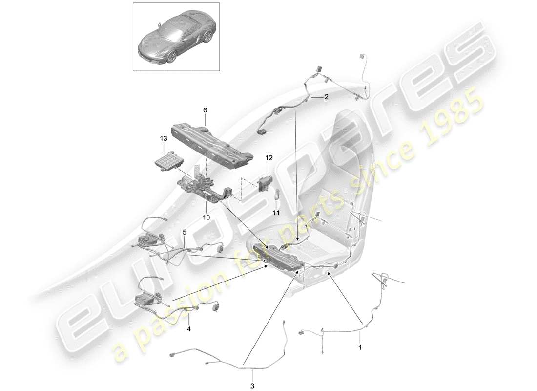 porsche 2012 (981 boxster) kabelbäume ersatzteildiagramm