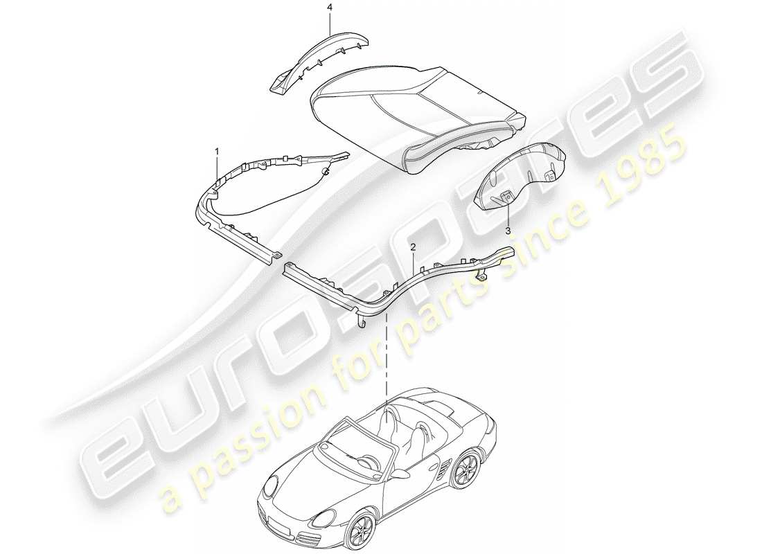 porsche 2010 (987 boxster) kissenträger ersatzteildiagramm