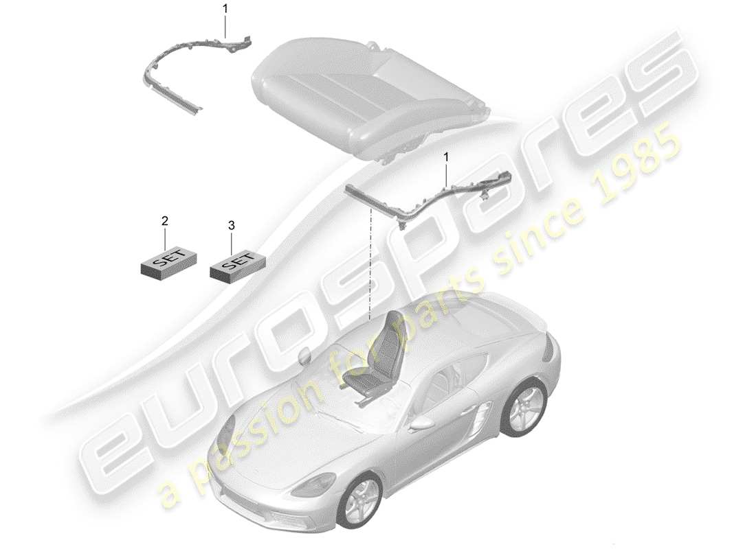 porsche 2020 (718 cayman) polsterung für sitz ersatzteildiagramm