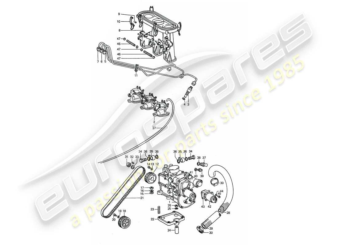 porsche 1976 (911) mechanische einspritzung ersatzteildiagramm