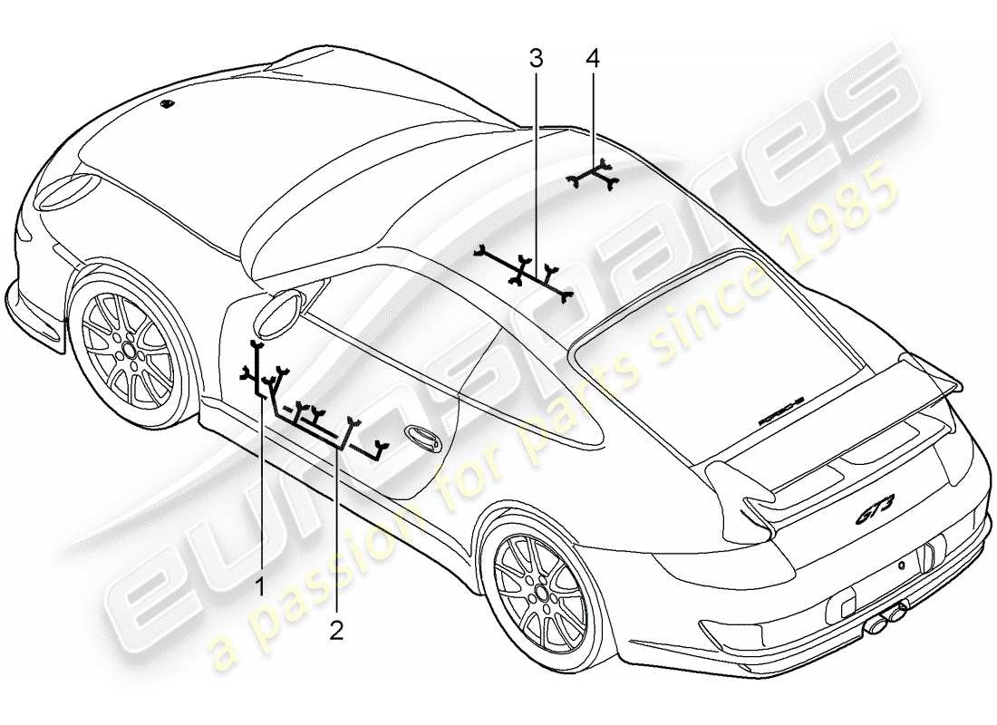 porsche 2007 (997-1 gt3) kabelbäume ersatzteildiagramm