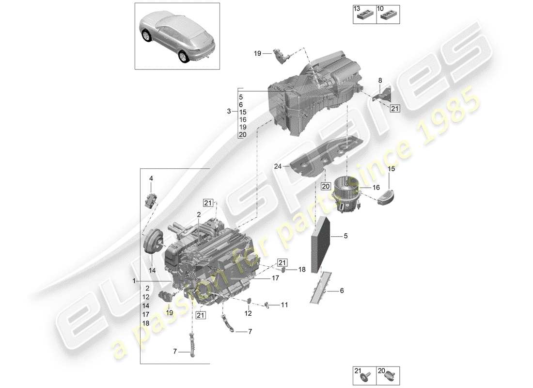 porsche 2014 (macan) klimaanlage teilediagramm