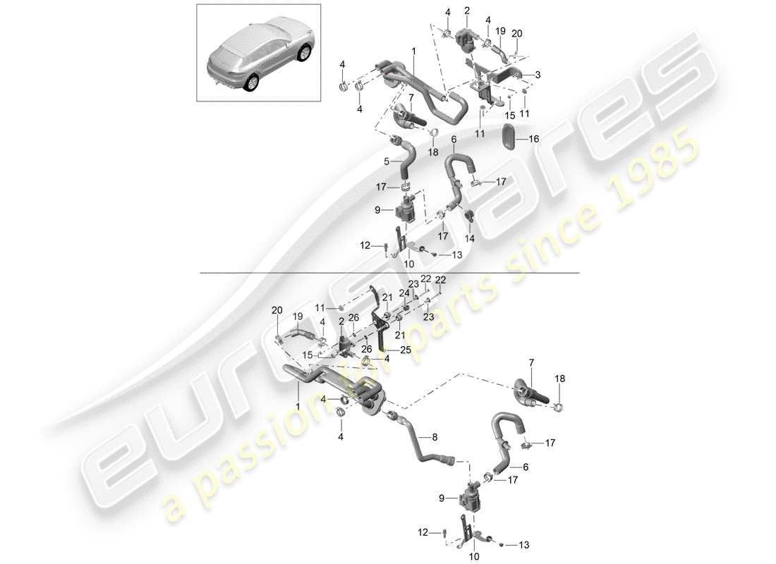 porsche 2014 (macan) heizung teilediagramm