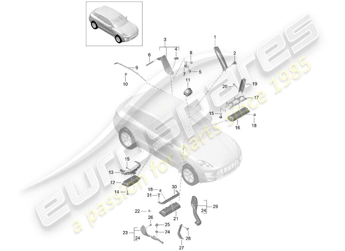 porsche 2015 (macan) airbag-teilediagramm