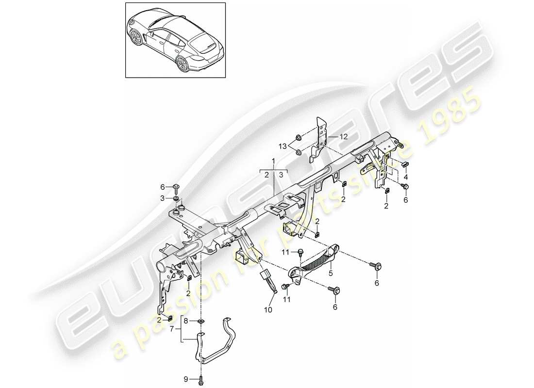 porsche 2014 (panamera 970) halterahmen ersatzteildiagramm