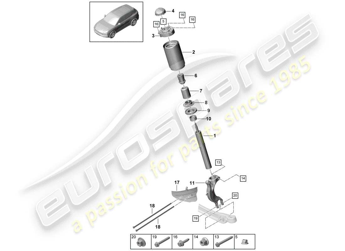 porsche 2018 (cayenne e3 9ya/9yb) aufhängung teilediagramm