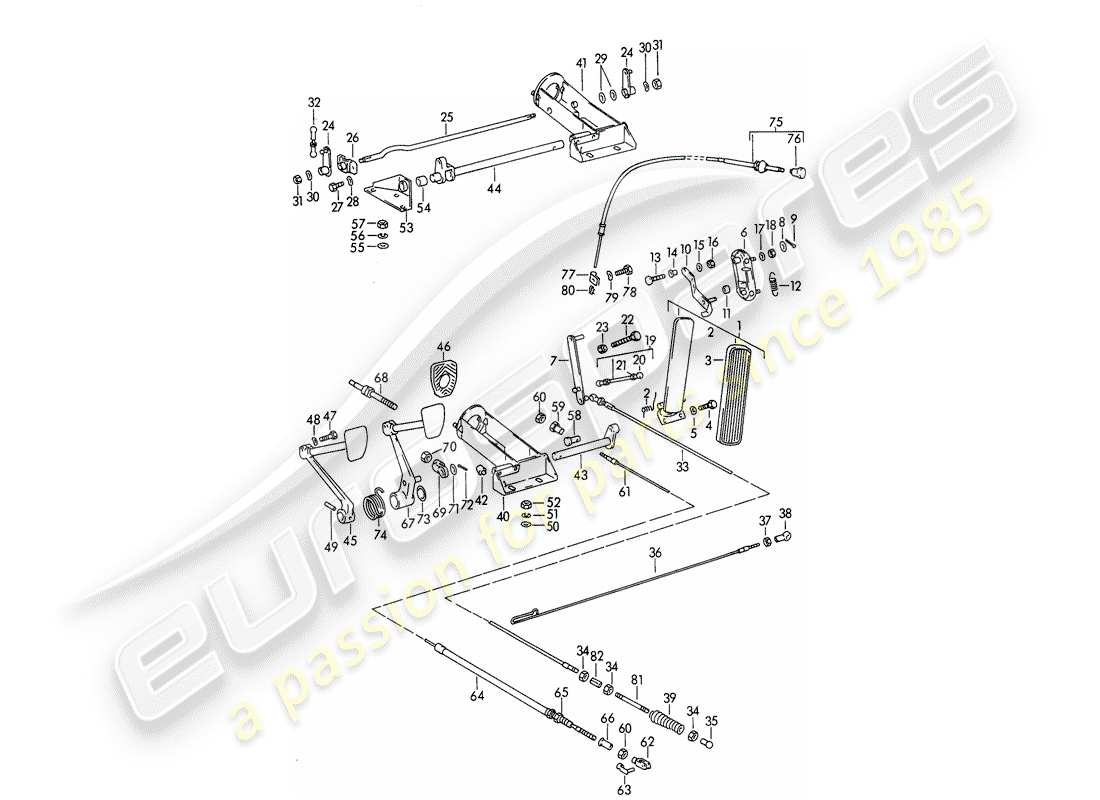porsche 1960 (356b/356c) pedale teilediagramm