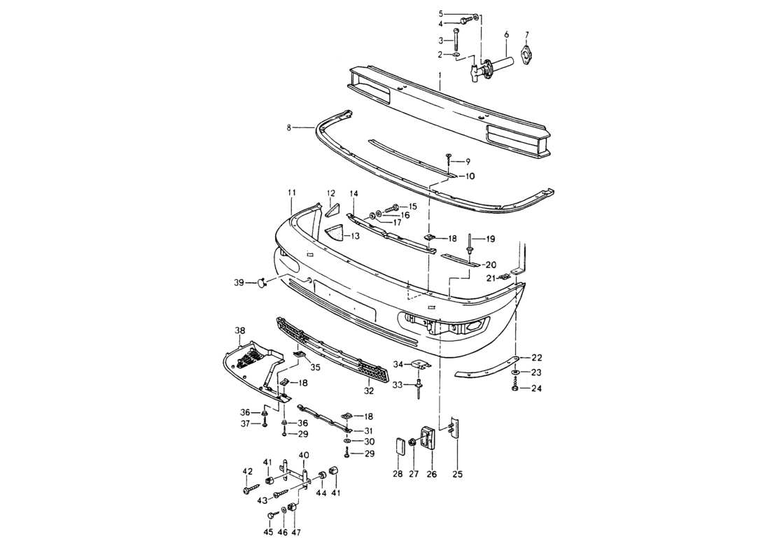 porsche 1994 (964) stoßstange ersatzteildiagramm