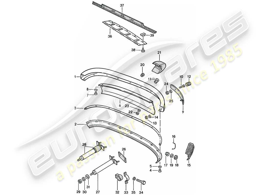 porsche 1985 (911) stoßstange ersatzteildiagramm
