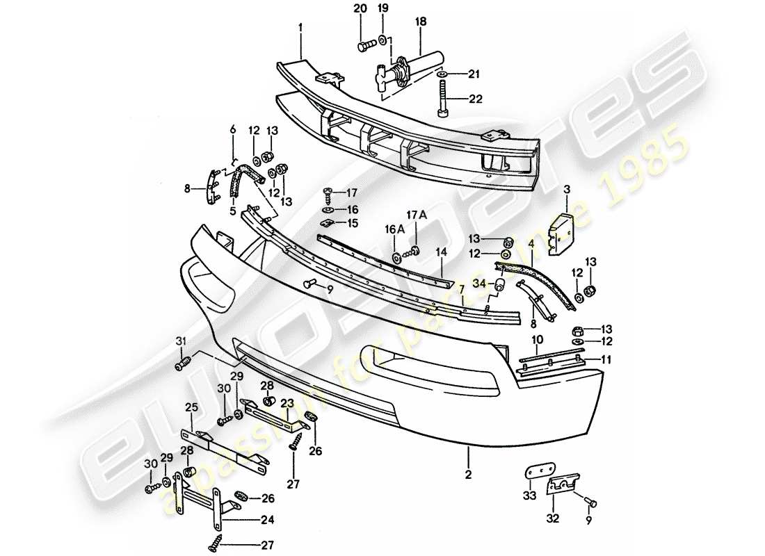porsche 1995 (928) stoßstange ersatzteildiagramm
