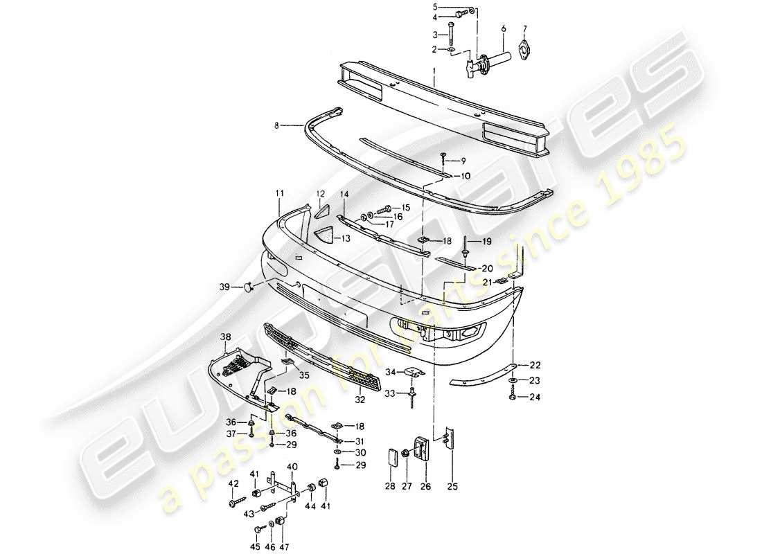 porsche 1992 (964) stoßstange ersatzteildiagramm