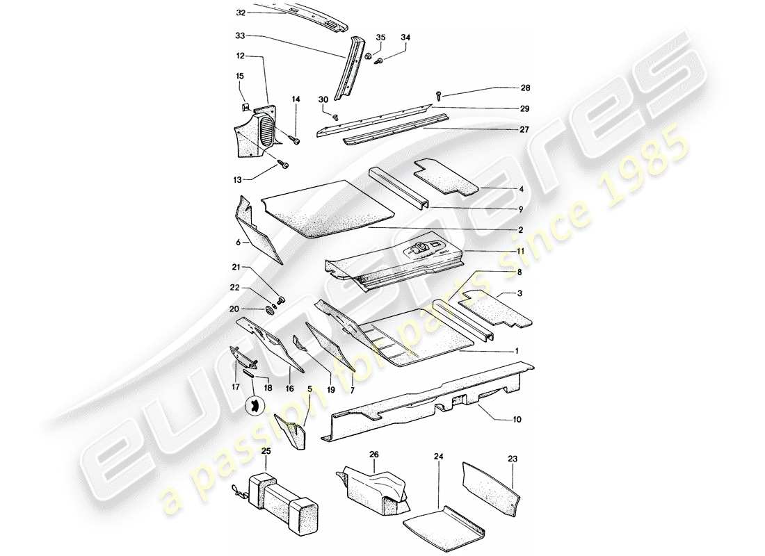 porsche 1973 (914) innenausstattung teilediagramm