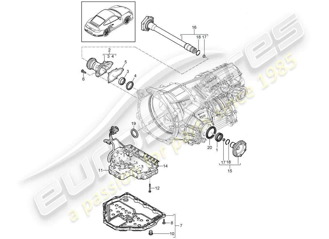 porsche 2013 (997-2 turbo / gt2 rs) - pdk - teilediagramm