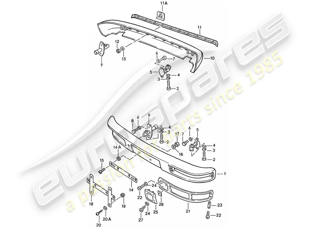 porsche 1989 (944) stoßstange - ohne: - puffer teilediagramm