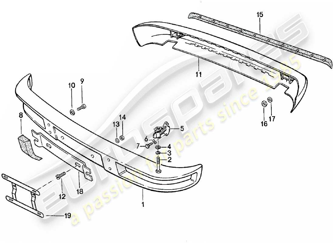 porsche 1985 (924) stossfänger - ohne: - puffer ersatzteildiagramm