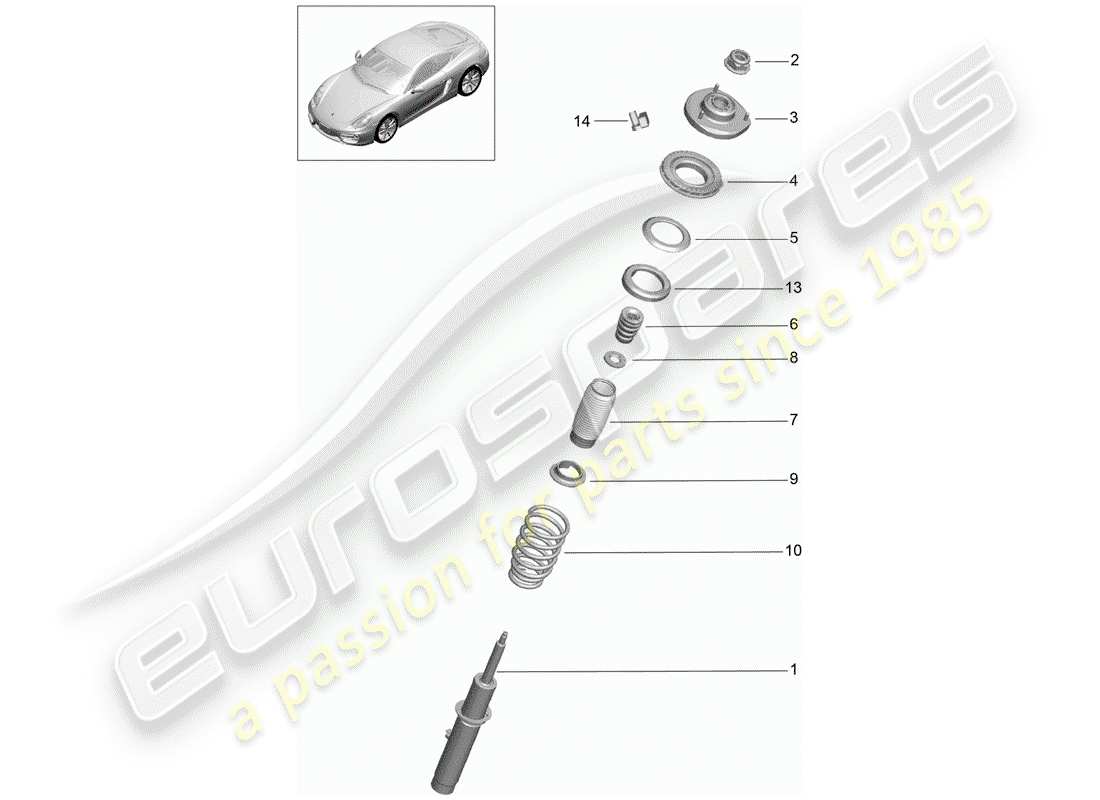 porsche 2016 (981 cayman) vibrationsdämpfer ersatzteildiagramm