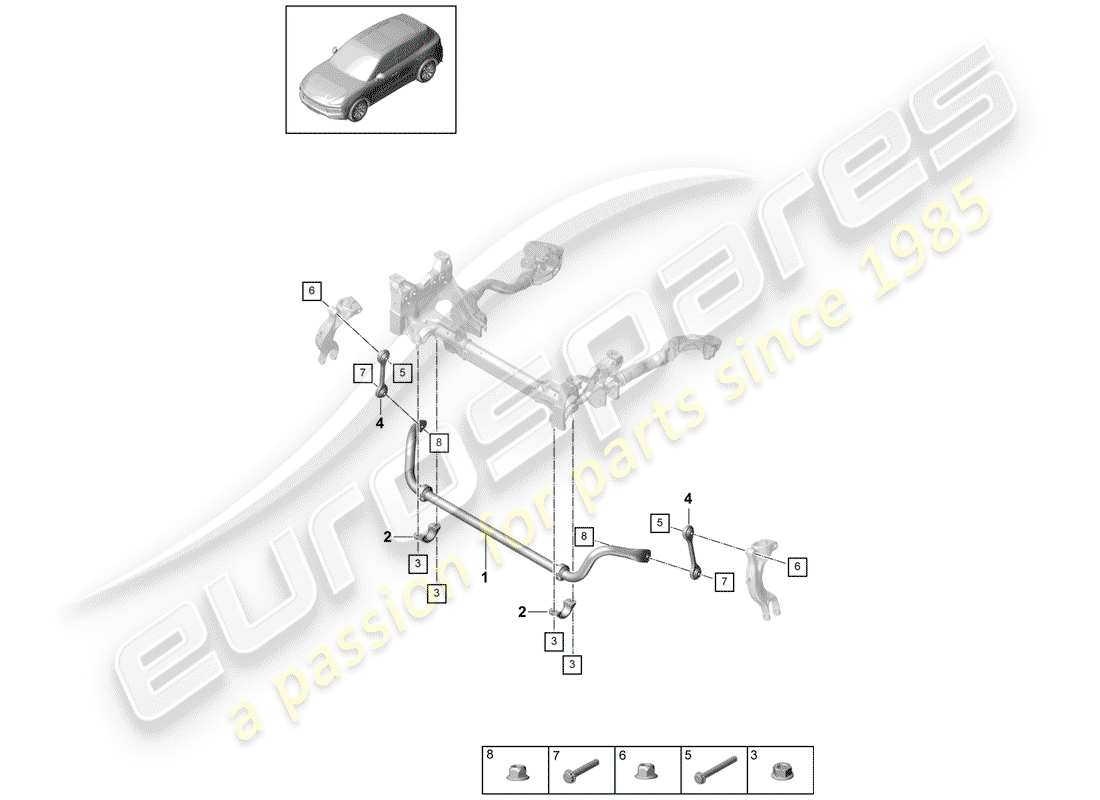 porsche 2020 (cayenne e3 9ya/9yb) stabilisator - ersatzteildiagramm
