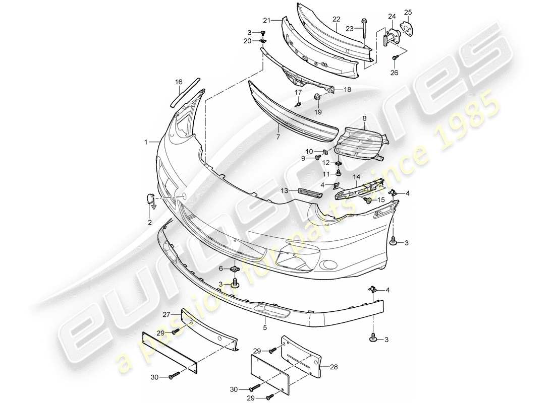 porsche 2007 (997-1 turbo / gt2) stoßstange ersatzteildiagramm