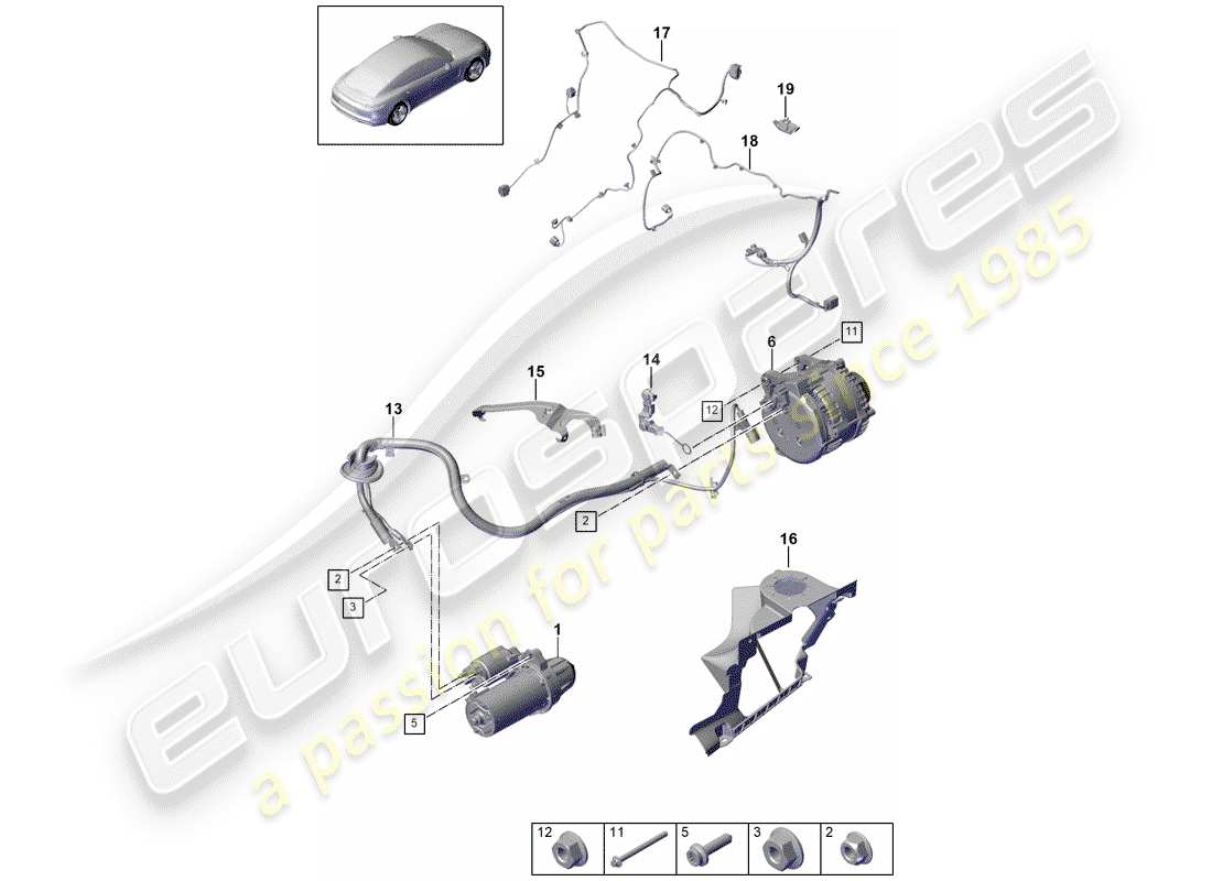 porsche 2019 (panamera 971-1) starter-ersatzteildiagramm