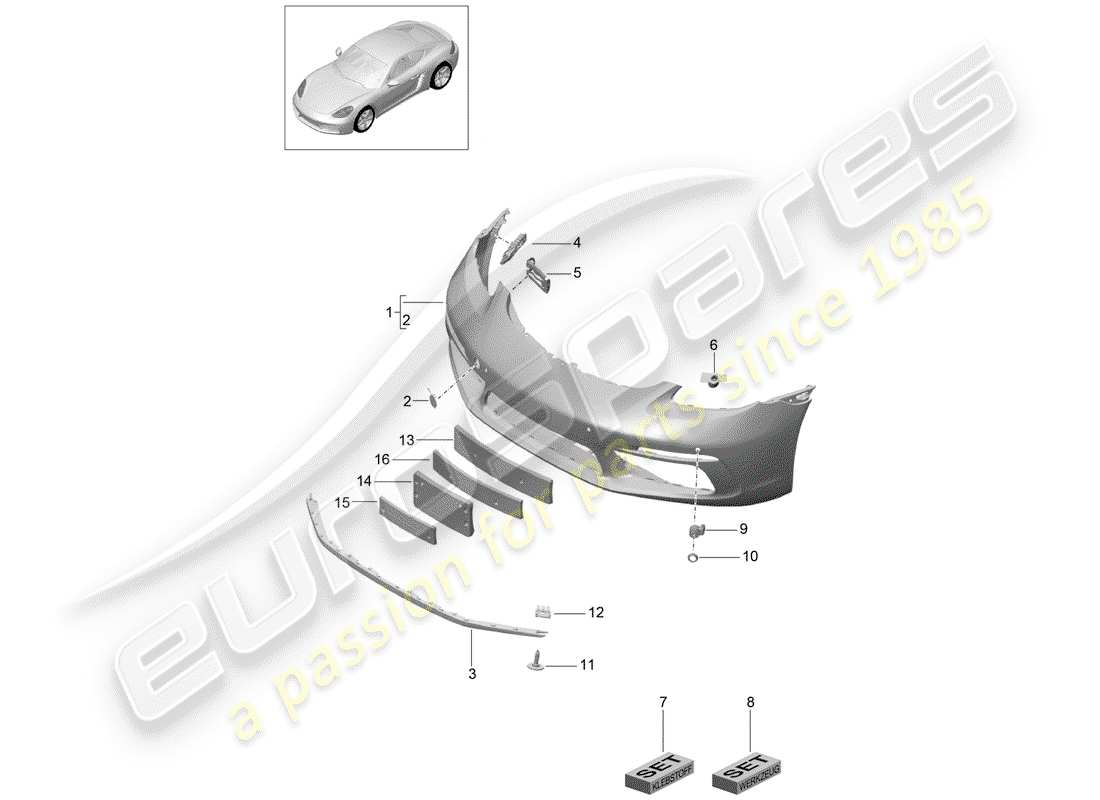 porsche 2018 (718 cayman) stoßstange ersatzteildiagramm