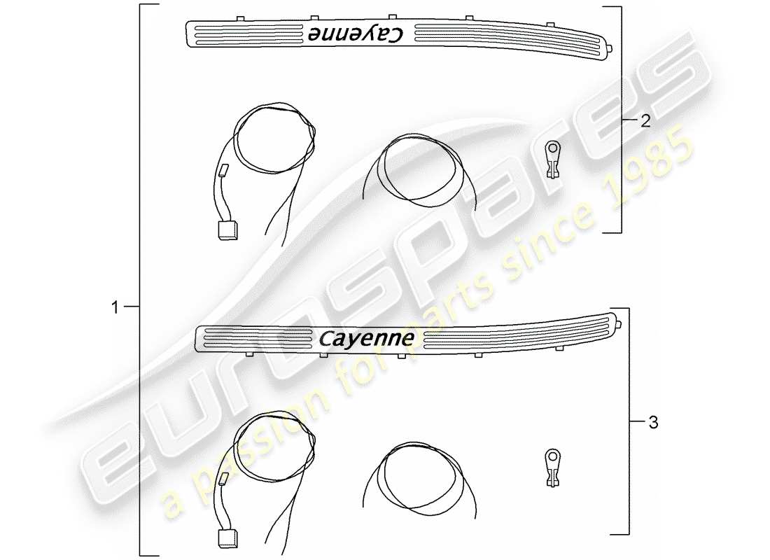 porsche 2011 (tequipment cayenne) einstiegsblech - schwellerplatte ersatzteildiagramm