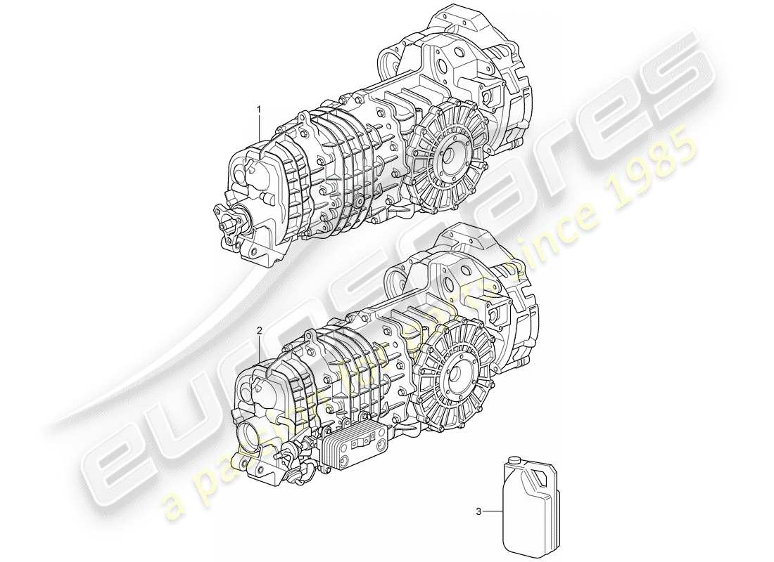 porsche 2007 (997-1 turbo / gt2) ersatzteildiagramm für das getriebe