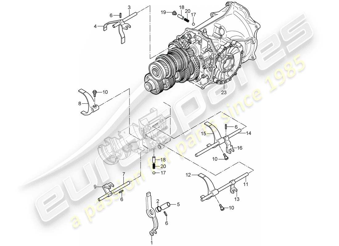 porsche 2007 (997-1) selektorwelle teilediagramm