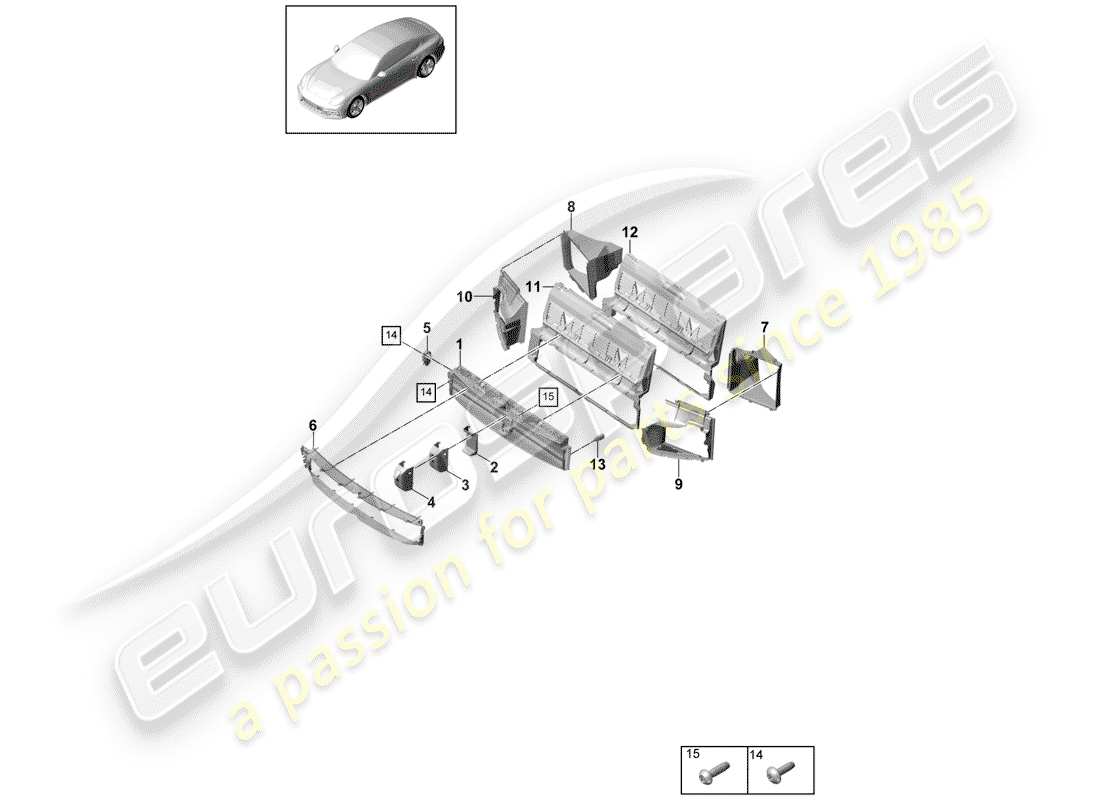 porsche 2020 (panamera 971-1) luftkanal teilediagramm