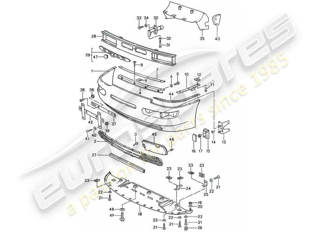 porsche 1995 (968) abdeckung für stossfänger - stossfänger ersatzteildiagramm