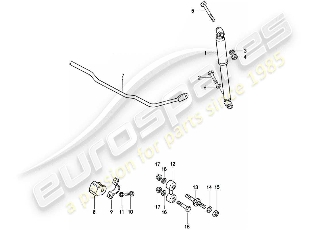 porsche 1988 (944) vibrationsdämpfer - stabilisator ersatzteildiagramm