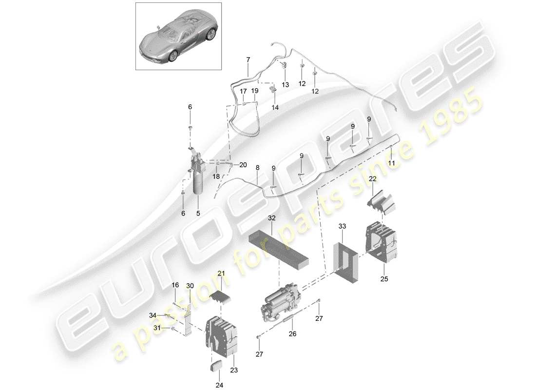 porsche 2015 (918 spyder) vorderachse teilediagramm