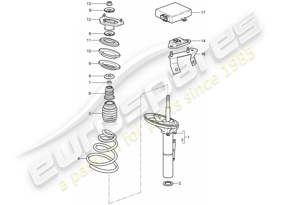 porsche 2007 (997-1 turbo / gt2) aufhängung teilediagramm