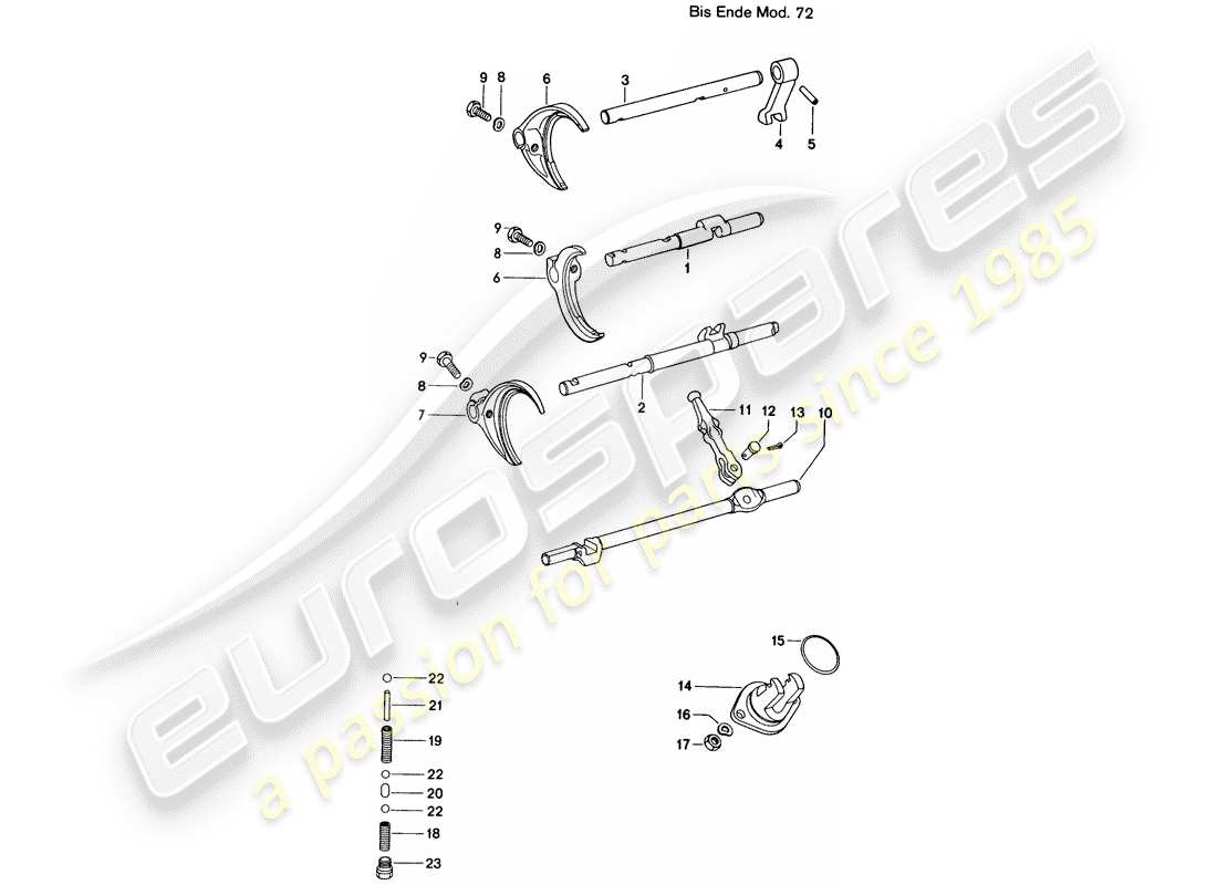 porsche 1976 (914) schaltstangen - schaltgabeln - für - 5-speed - getriebe - d >> - mj 1972 ersatzteildiagramm