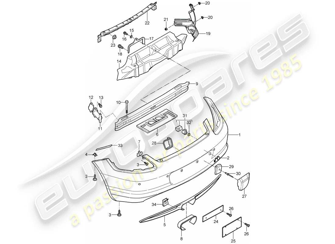 porsche 2012 (987 cayman) stoßstange ersatzteildiagramm