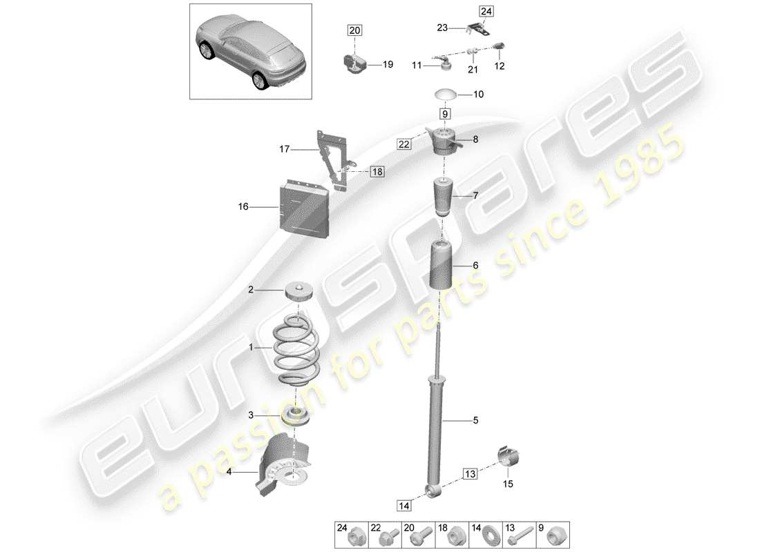 porsche 2020 (macan) stahlfederaufhängung ersatzteildiagramm