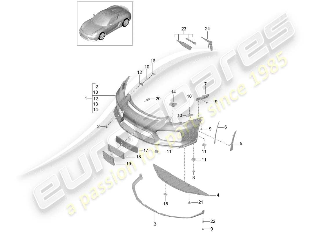 porsche 2016 (981 boxster spyder) stoßstange ersatzteildiagramm