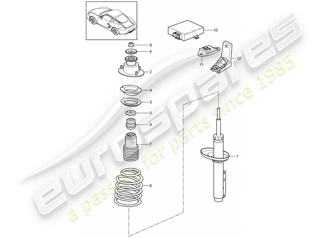 porsche 2010 (987 cayman) stoßdämpfer-ersatzteildiagramm