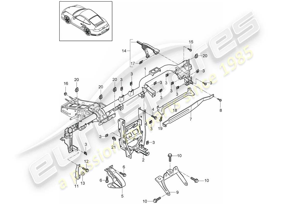 porsche 2012 (997-2 turbo / gt2 rs) halterahmen ersatzteildiagramm