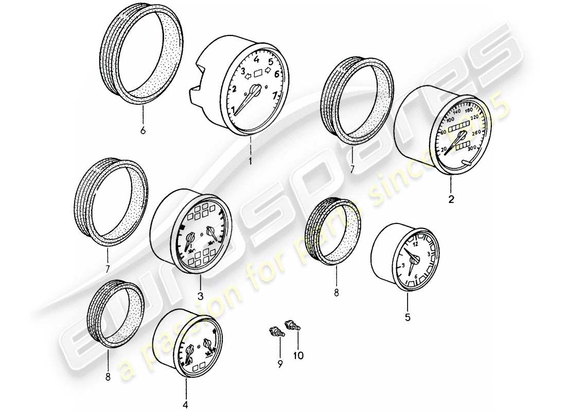porsche 1996 (993) instrumente teilediagramm