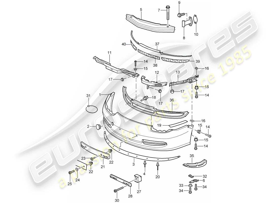 porsche 2002 (996 gt3) stoßstange ersatzteildiagramm