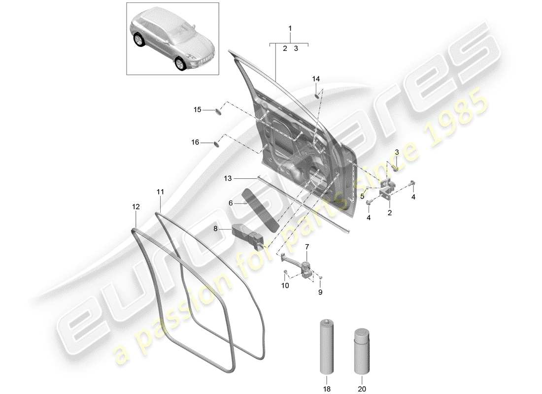 porsche 2014 (macan) türschale teilediagramm
