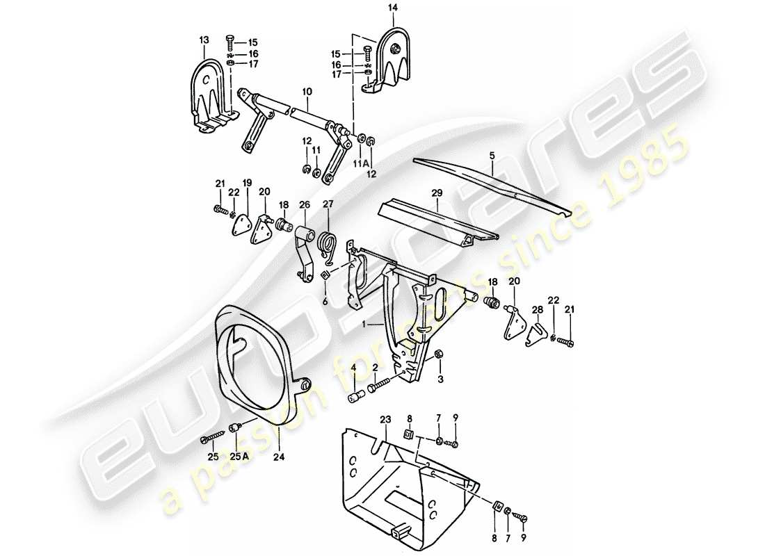 porsche 1978 (924) pop-up-scheinwerfer - ersatzteildiagramm
