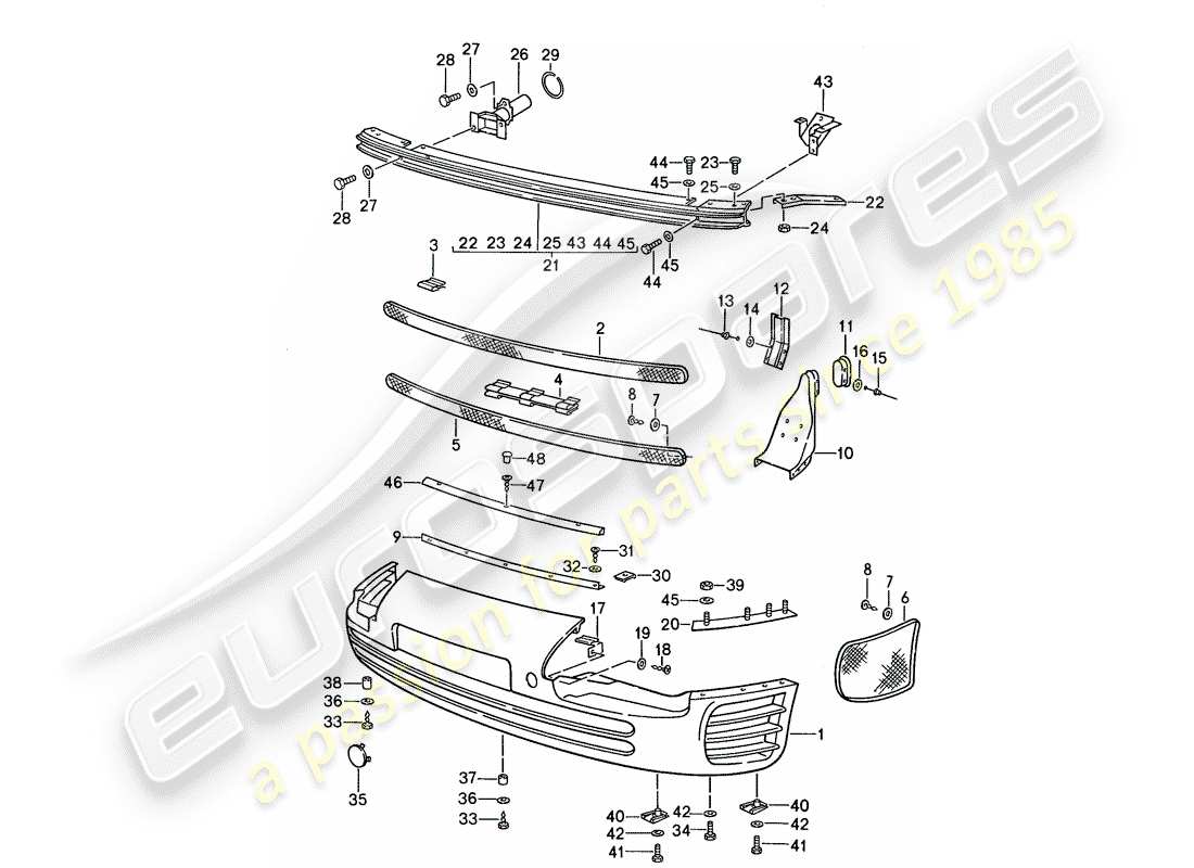 porsche 1988 (959) stoßstange ersatzteildiagramm